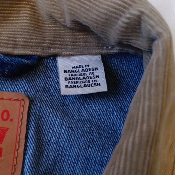 Levi's Blue Denim Trucker Jacket with Tan  Corduroy Collar - Picture 3 of 10